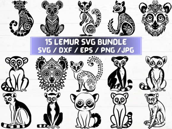 Lemur SVG, DXF, EPS, JPG, and PNG Files for Versatile Design Projects