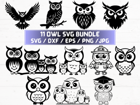 Owl SVG, DXF, EPS, JPG, PNG