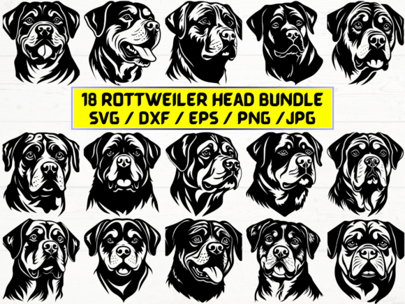 Rottweiler Head Vector Files for Creative Use